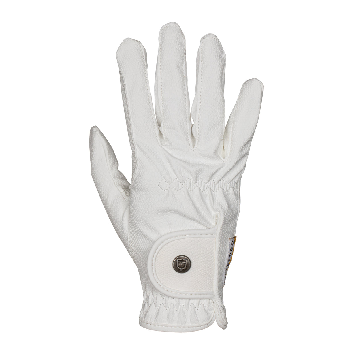 Equestro Unisex Gloves In Soft Synthetic Leather With Velcro Fastening #colour_white