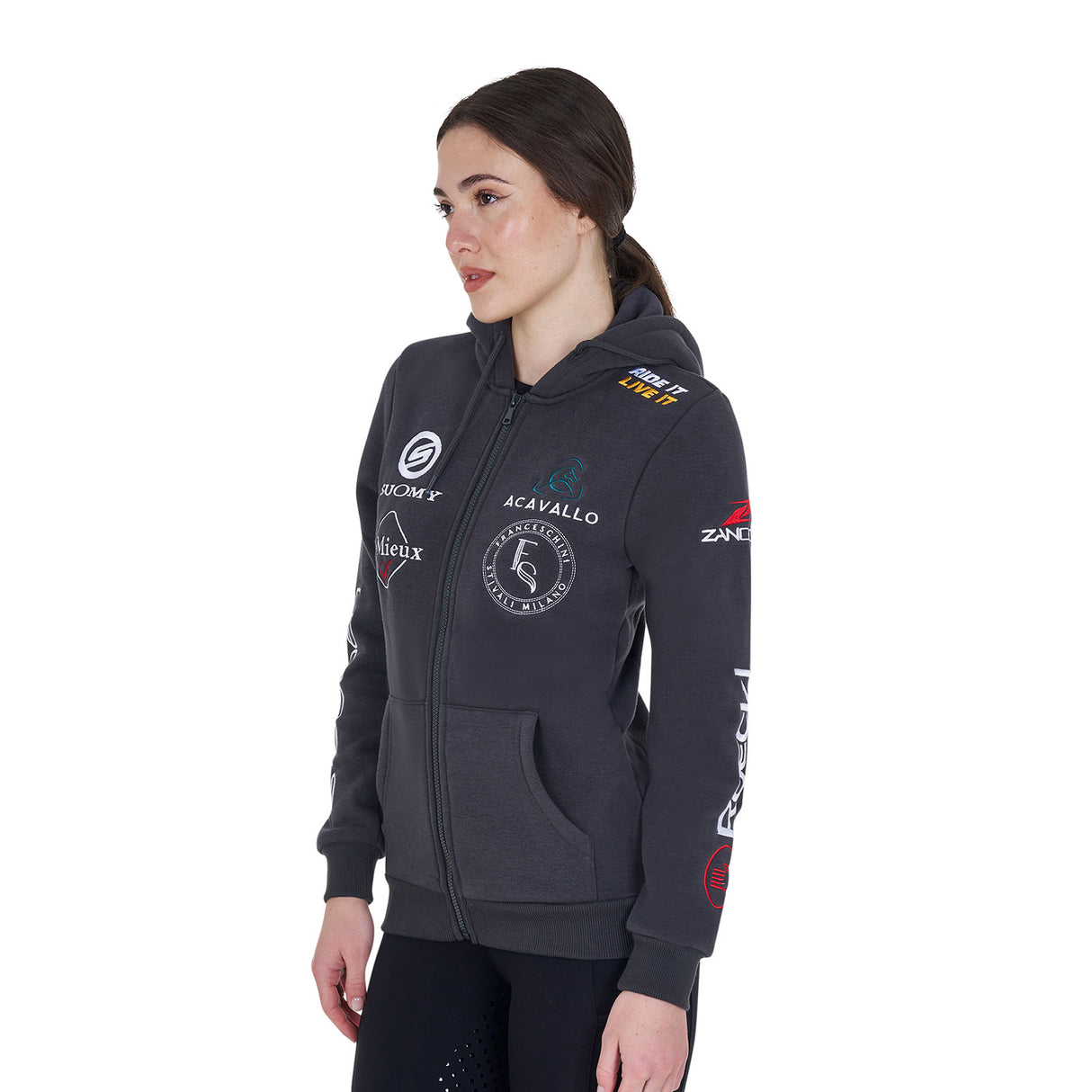 Equestro Women's 2024 Design Multi-Logo Hoodie #colour_grey