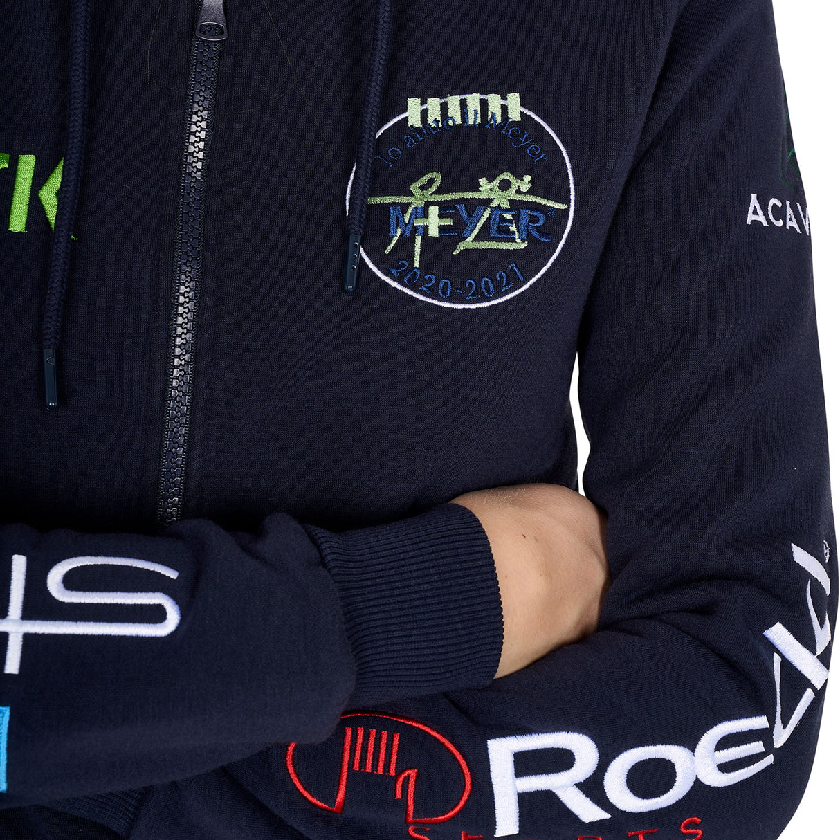 Equestro Women's Sweatshirt With Multi-Logo Hood #colour_blue