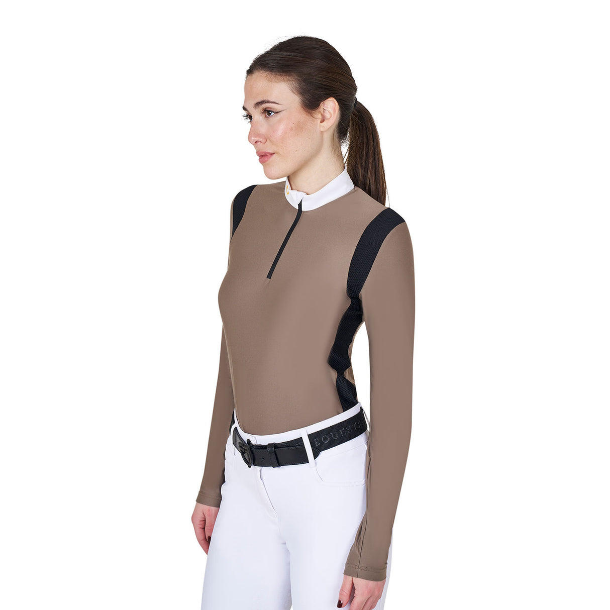 Women's slim fit polo shirt in technical fabric