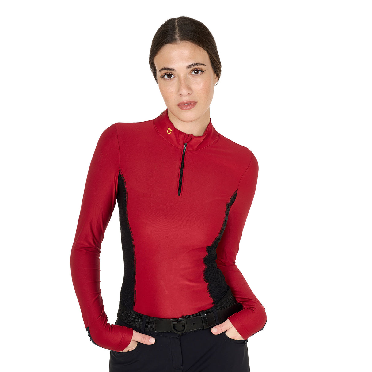 Equestro Women's Long-Sleeved Training Technical Polo Shirt