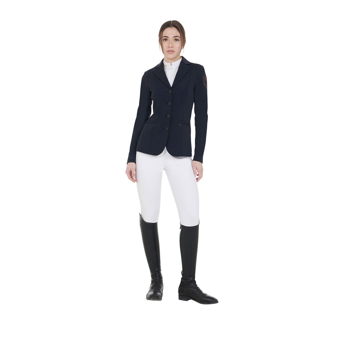 Women's competition jacket with contrasting embroidered logo
