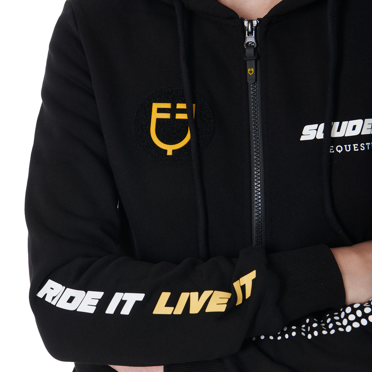 Equestro Scuderia Equestro Women's Hooded Sweatshirt Fleece #colour_black