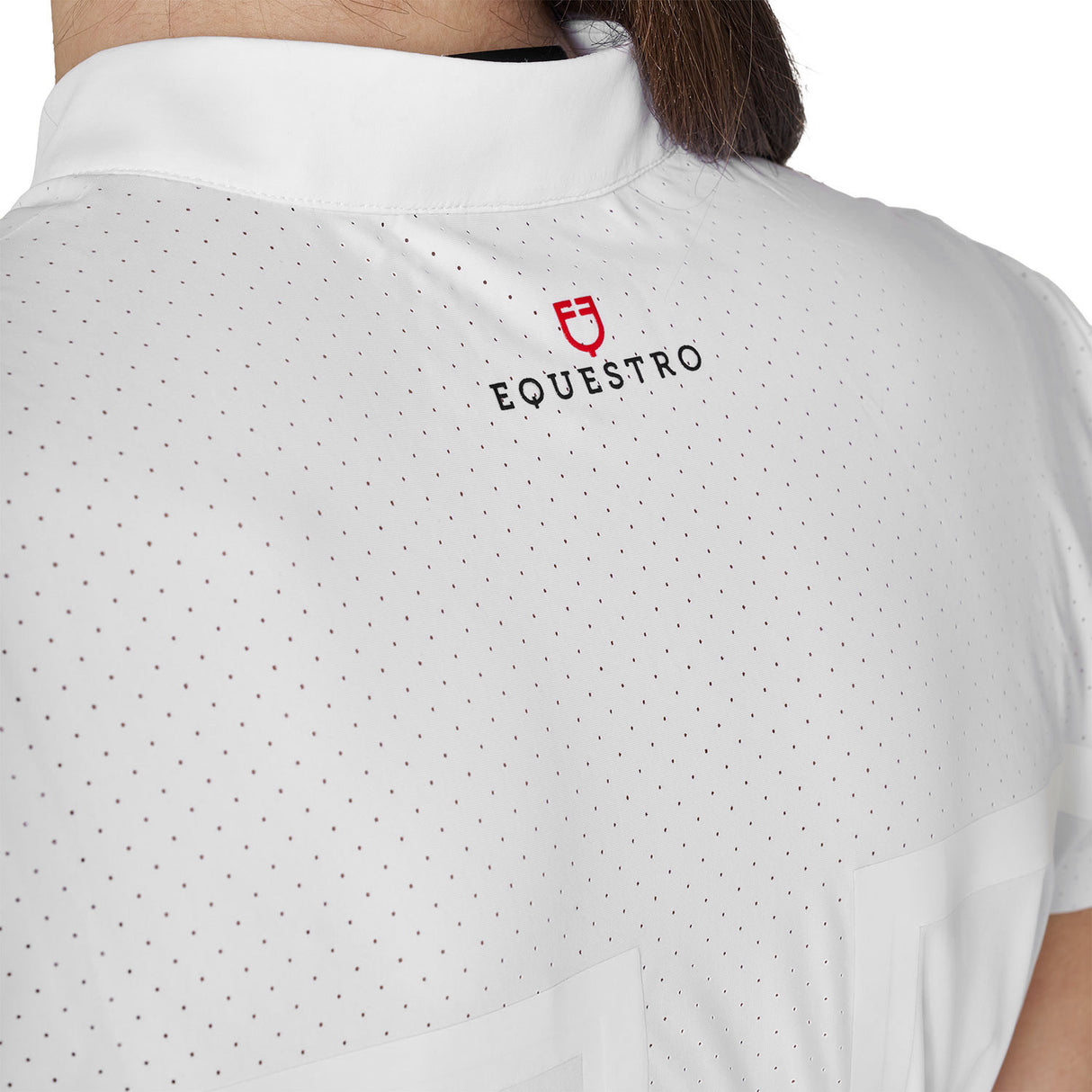 Equestro Ridertechnology women's competition polo shirt perforated fabric