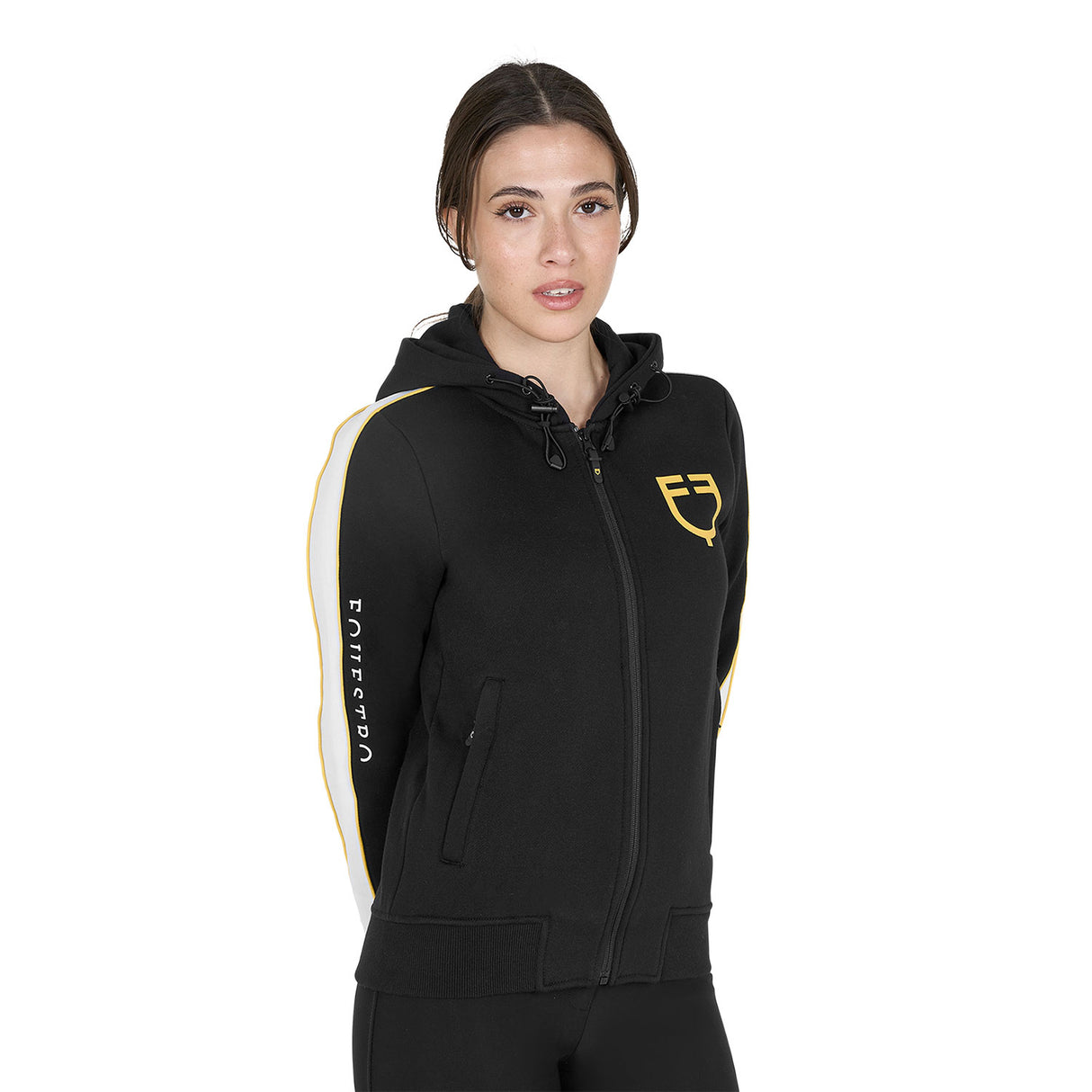 Equestro Women's Hooded Sweatshirt With Front Zip