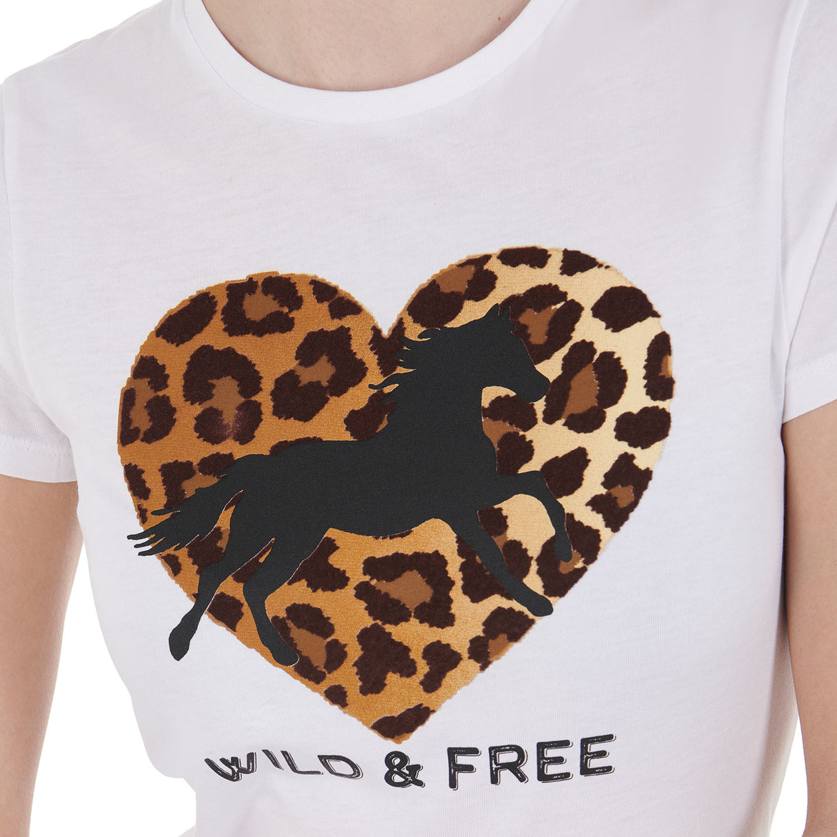Equestro Women's Wild & Free Slim Fit Cotton T-Shirt #colour_white