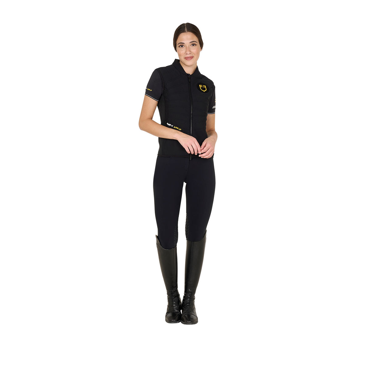 Equestro Women's Slim Fit Vest Scuderia Collection In Technical Fabric #colour_black