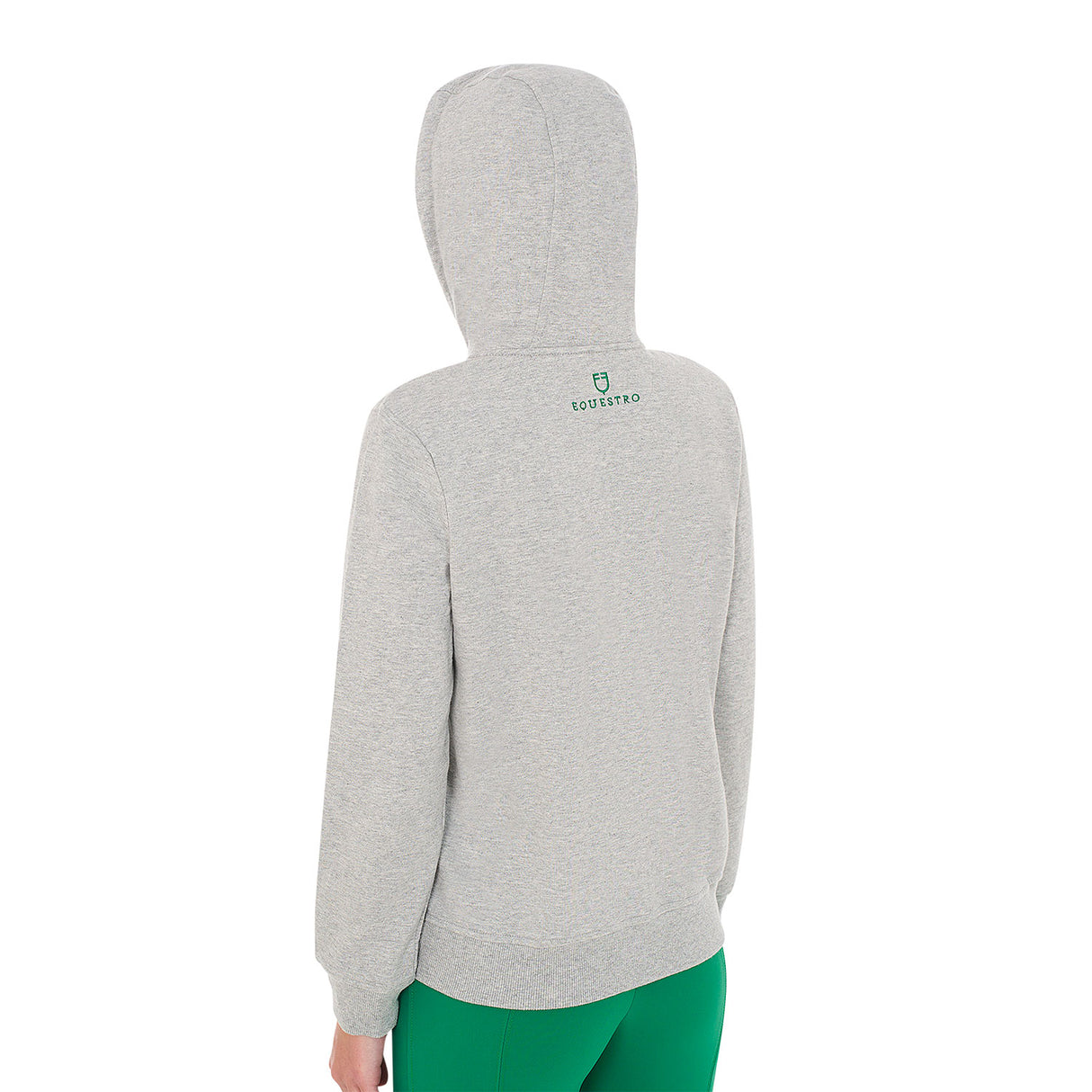 Equestro Women's Hoodie With Zip And Sponge Logo #colour_grey-green