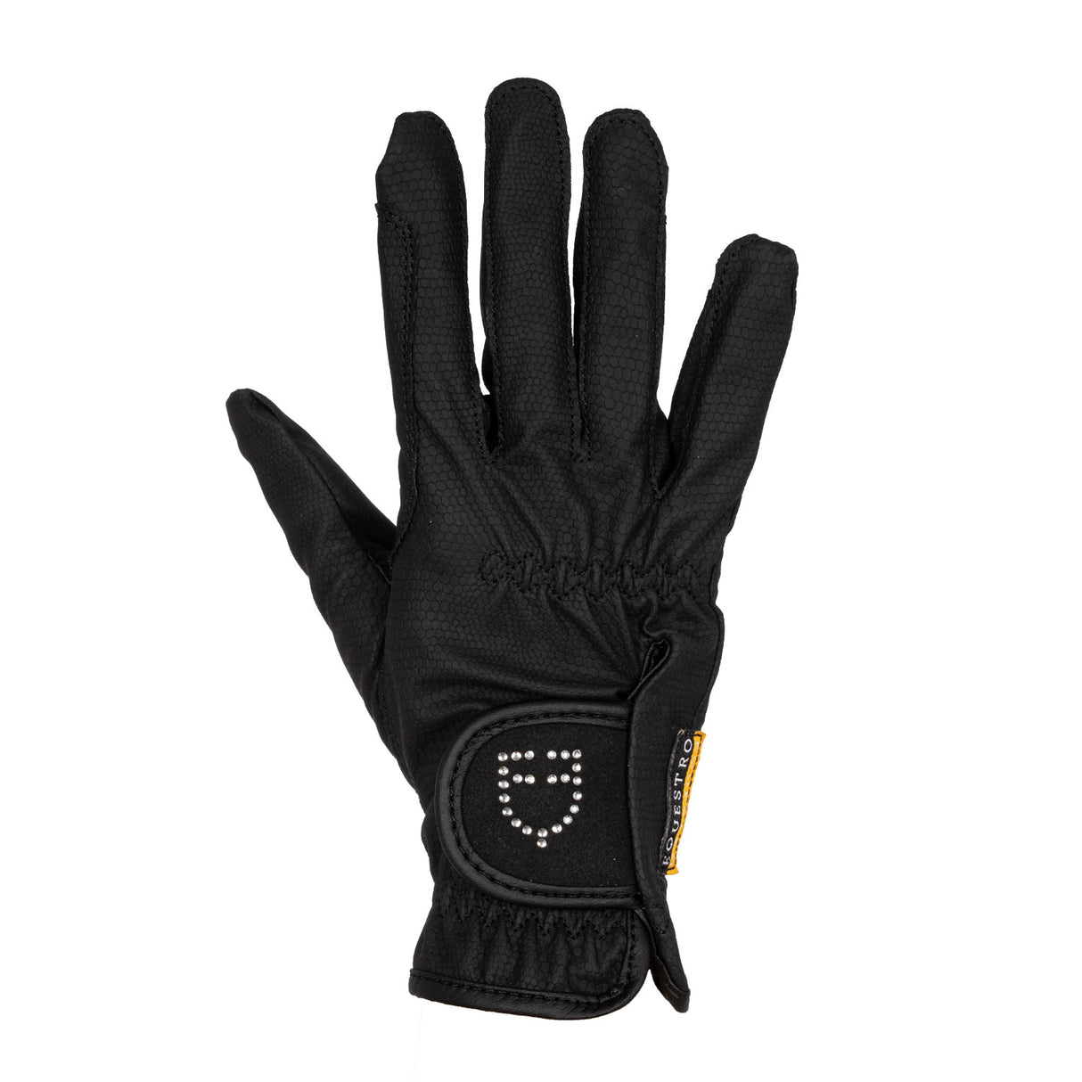 Equestro Women's Gloves In Soft Technical Fabric With Glitter Logo #colour_black
