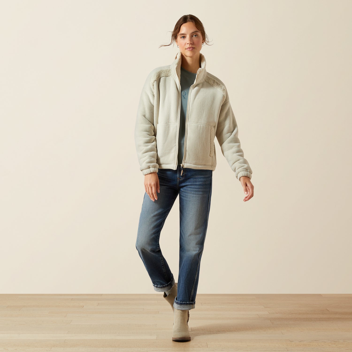 Ariat Women's Lafayette Ful Zip Sweatshirt #colour_pelican
