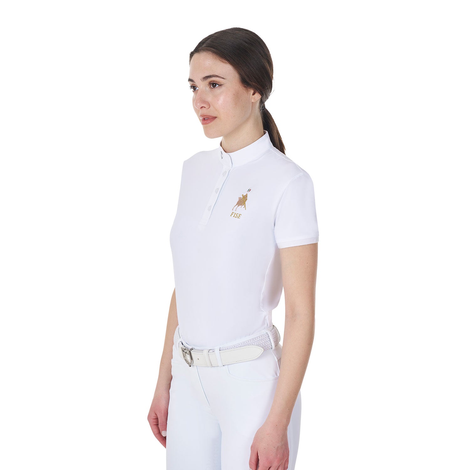 Equestro Women's Slim Fit Competition Polo Shirt Equestro X Fise #colour_white
