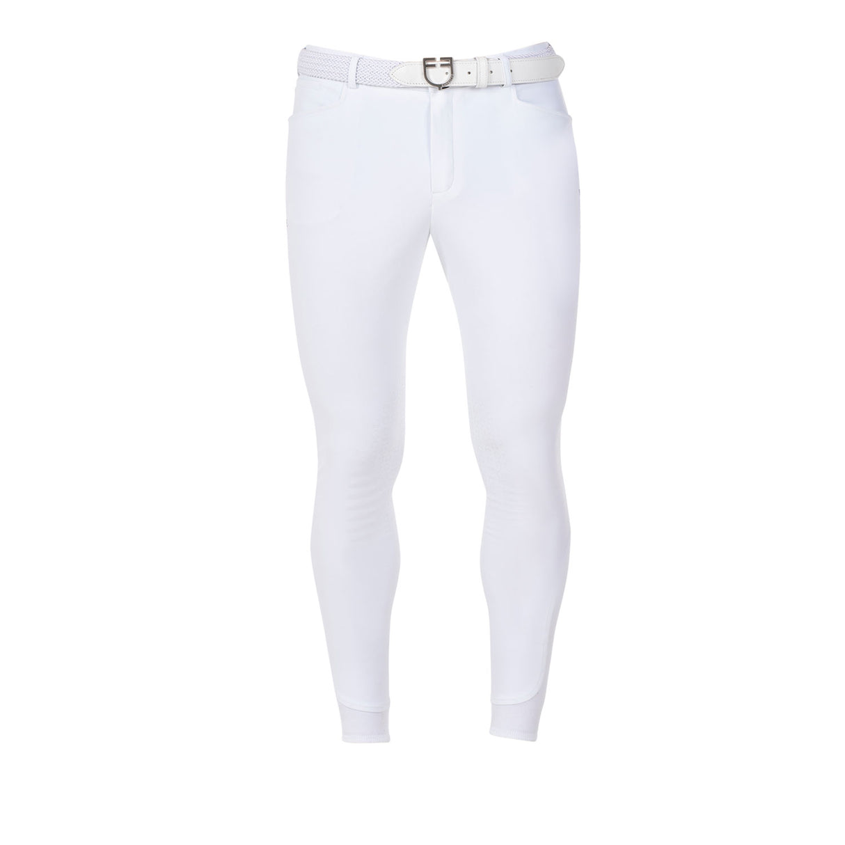 Equestro Men's Knee Grip Breeches Equestro X Fise #colour_white