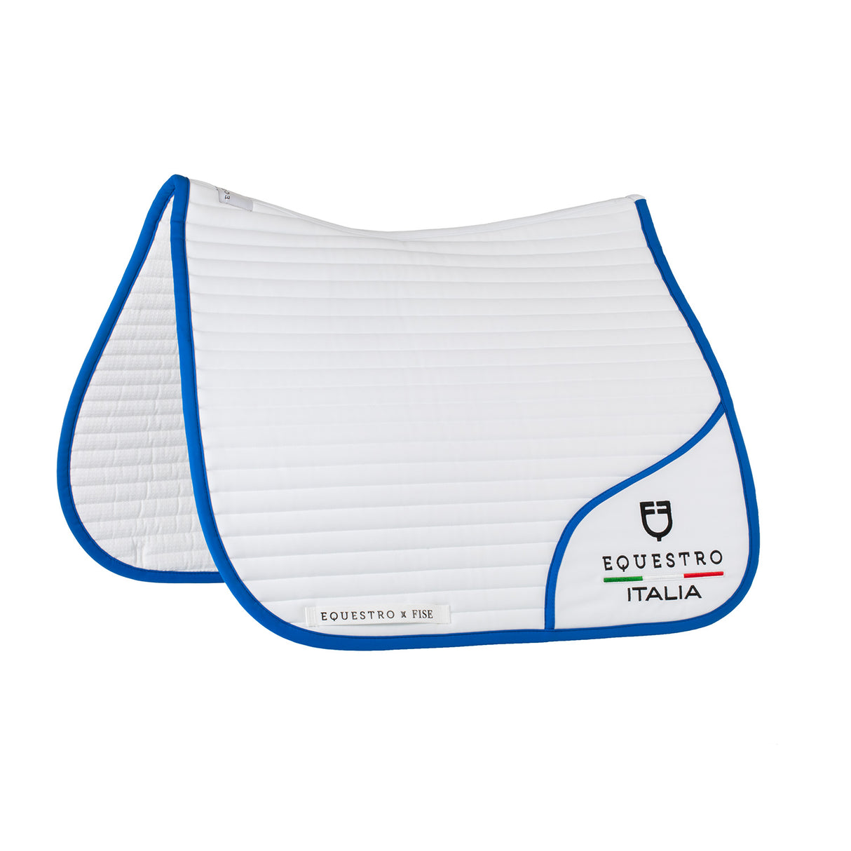 Equestro Dressage Saddle Pad With Embroidered Logo Equestro X Fise #colour_blue-white