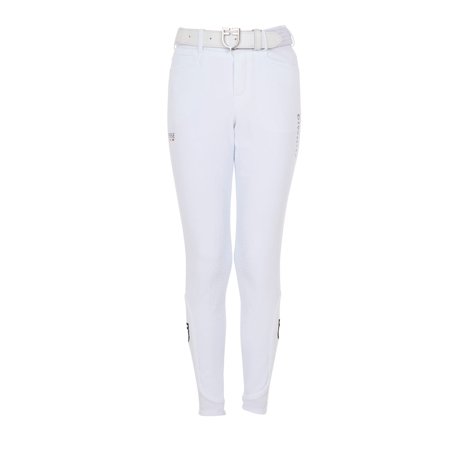Equestro Kids' Unisex Knee Grip Breeches Equestro X Fise #colour_white