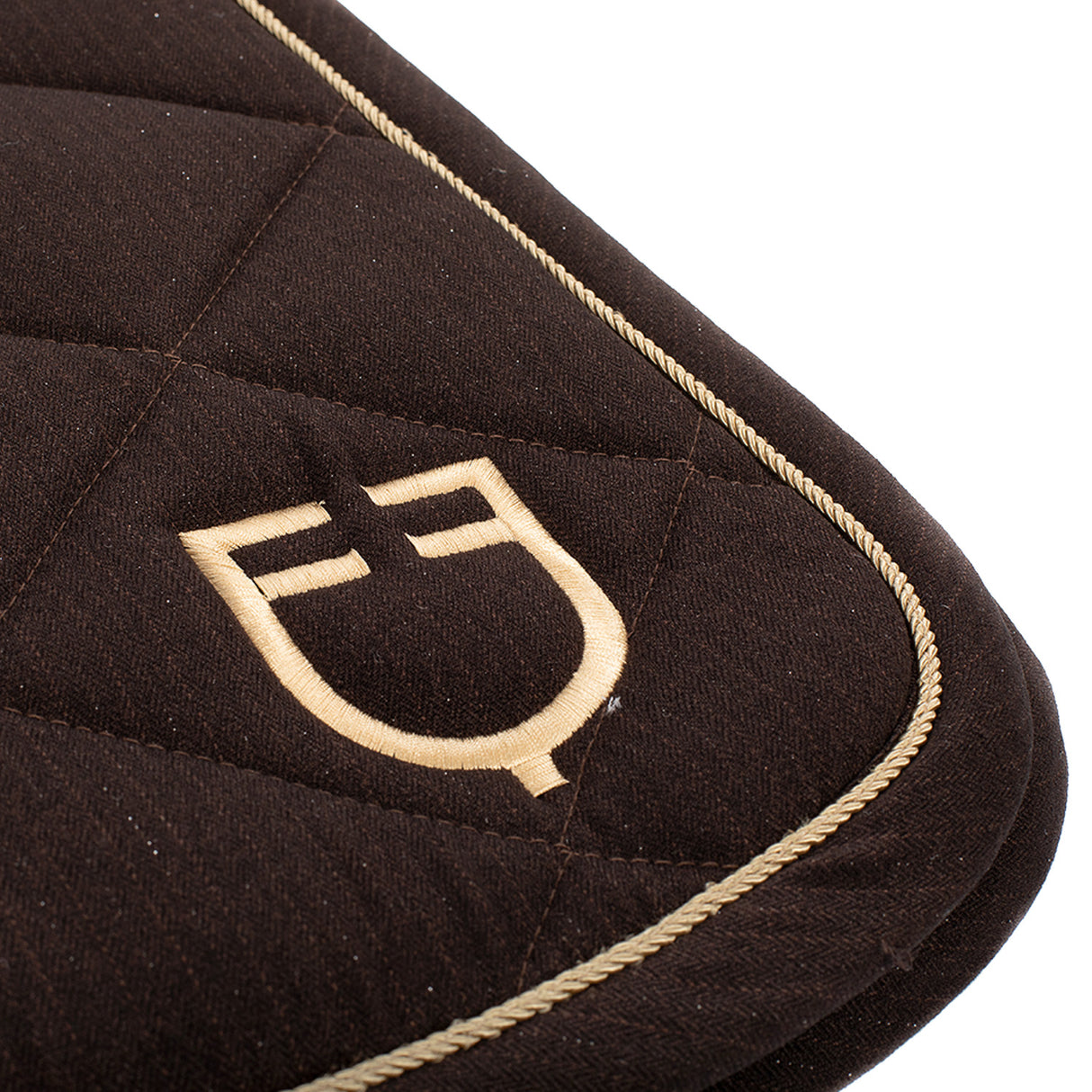 Equestro Jumping Saddle Pad In Cotton With Trimmings With Logo #colour_brown