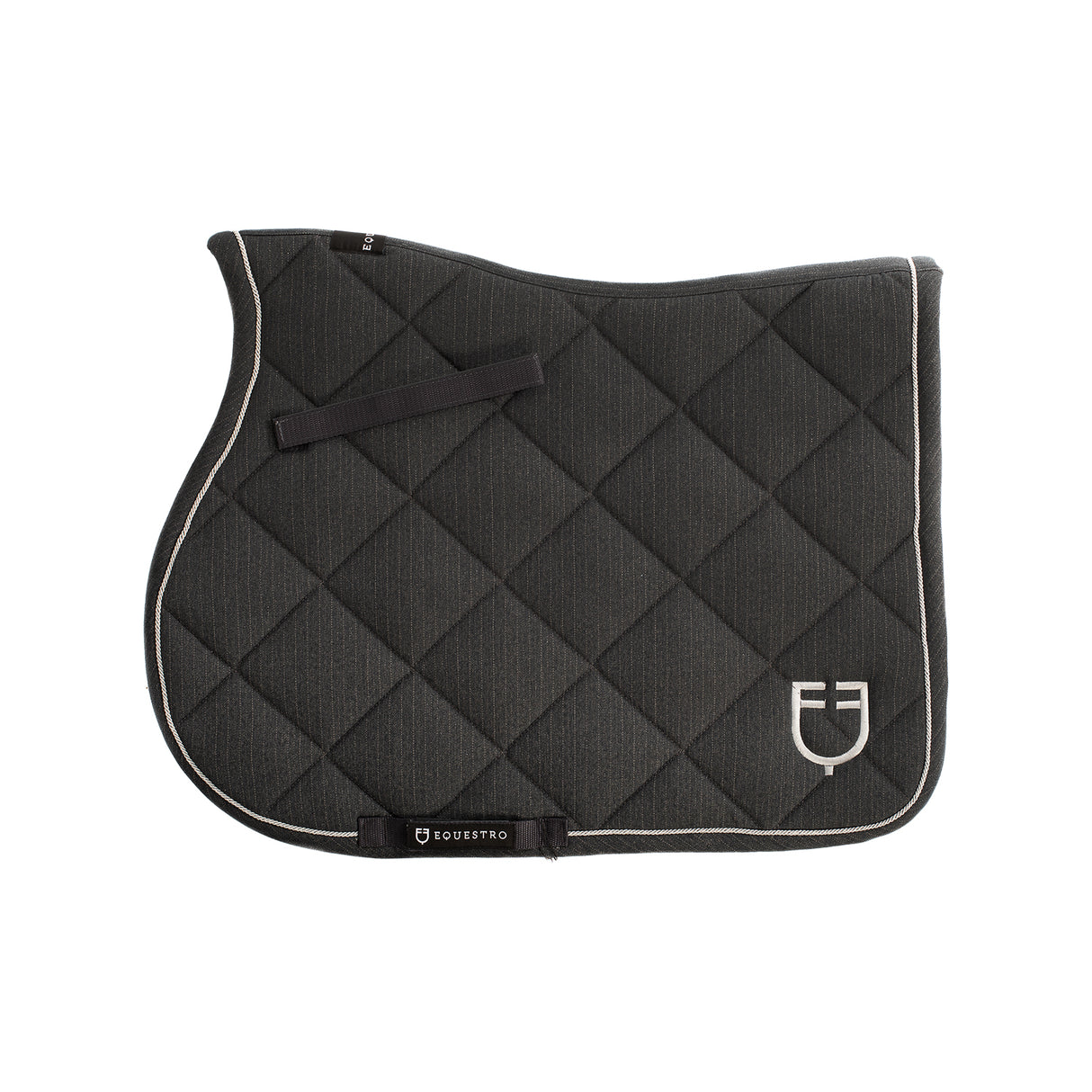 Equestro Jumping Saddle Pad In Cotton With Trimmings With Logo #colour_grey
