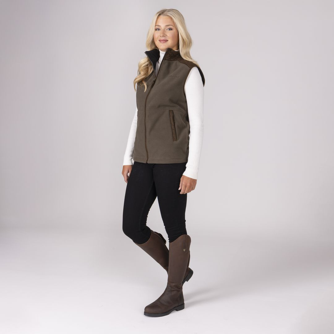 Shires Aubrion Heritage Unisex Fleece Gilet #colour_dark-olive