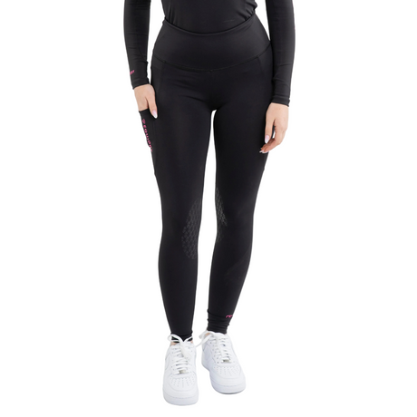 EQUIDRY Women's Water Repellent Leggings #colour_black-peacock-pink