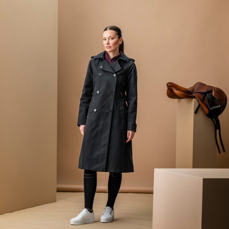 Alessandro Albanese Isabella Riding Trench Coat #colour_core-black