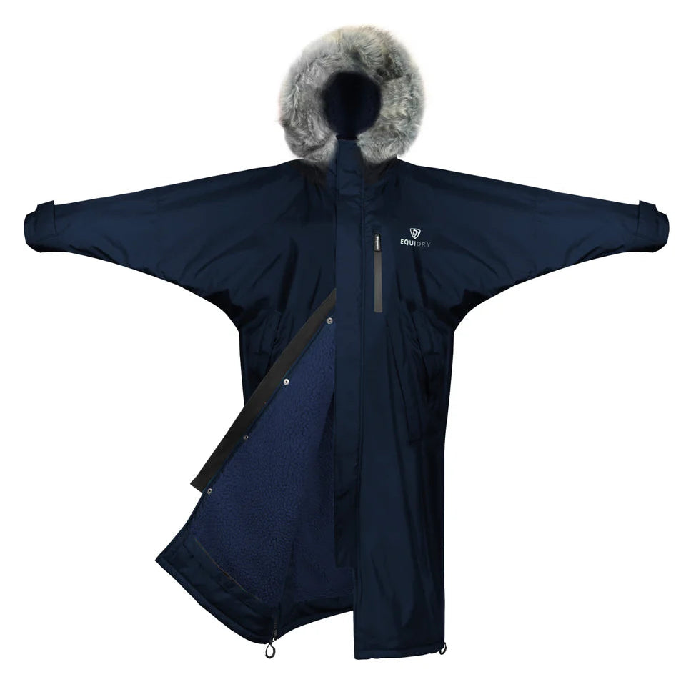 EQUIDRY Women's Thick Fleece Evolution Faux Fur Hood #colour_navy-navy