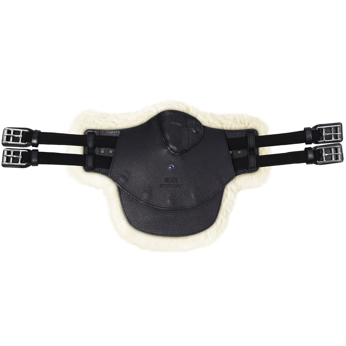 Stubben Equi-Soft® Belly Stud Girth with Cover - Black  #colour_lambskin-ecru-white