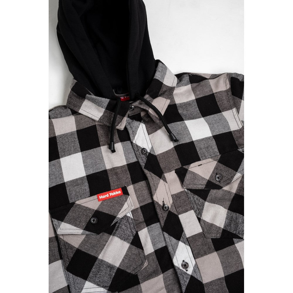 Hard Yakka Quilted Flannel Shacket #colour_grey