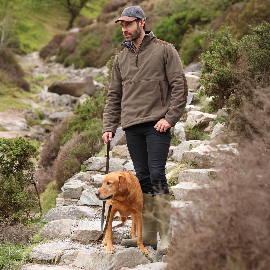 Shires Aubrion Heritage Unisex Quarter Zip Fleece #colour-dark-olive