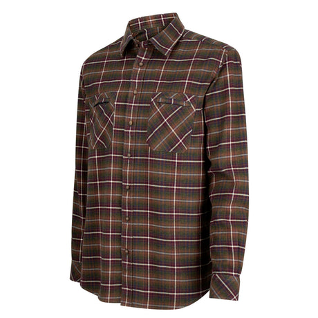 Hoggs of Fife Men's Countrysport Luxury Hunting Shirt #colour_olive-wine