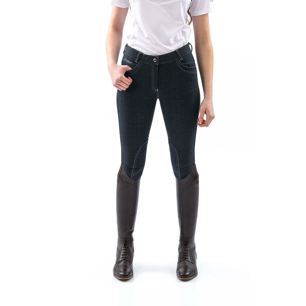 Whitaker Rawdon Pantalon d'équitation en tricot denim pour femme