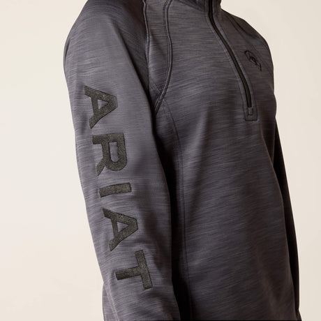 Ariat Youth TEK Team 1/2 Zip Sweatshirt - Navy Heather - Ebony Grey