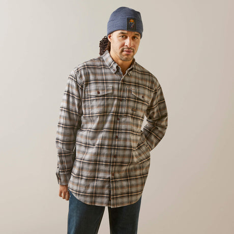 Ariat Men's Rebar Flannel DuraStretch Long Sleeve Work Shirt - Alloy Plaid