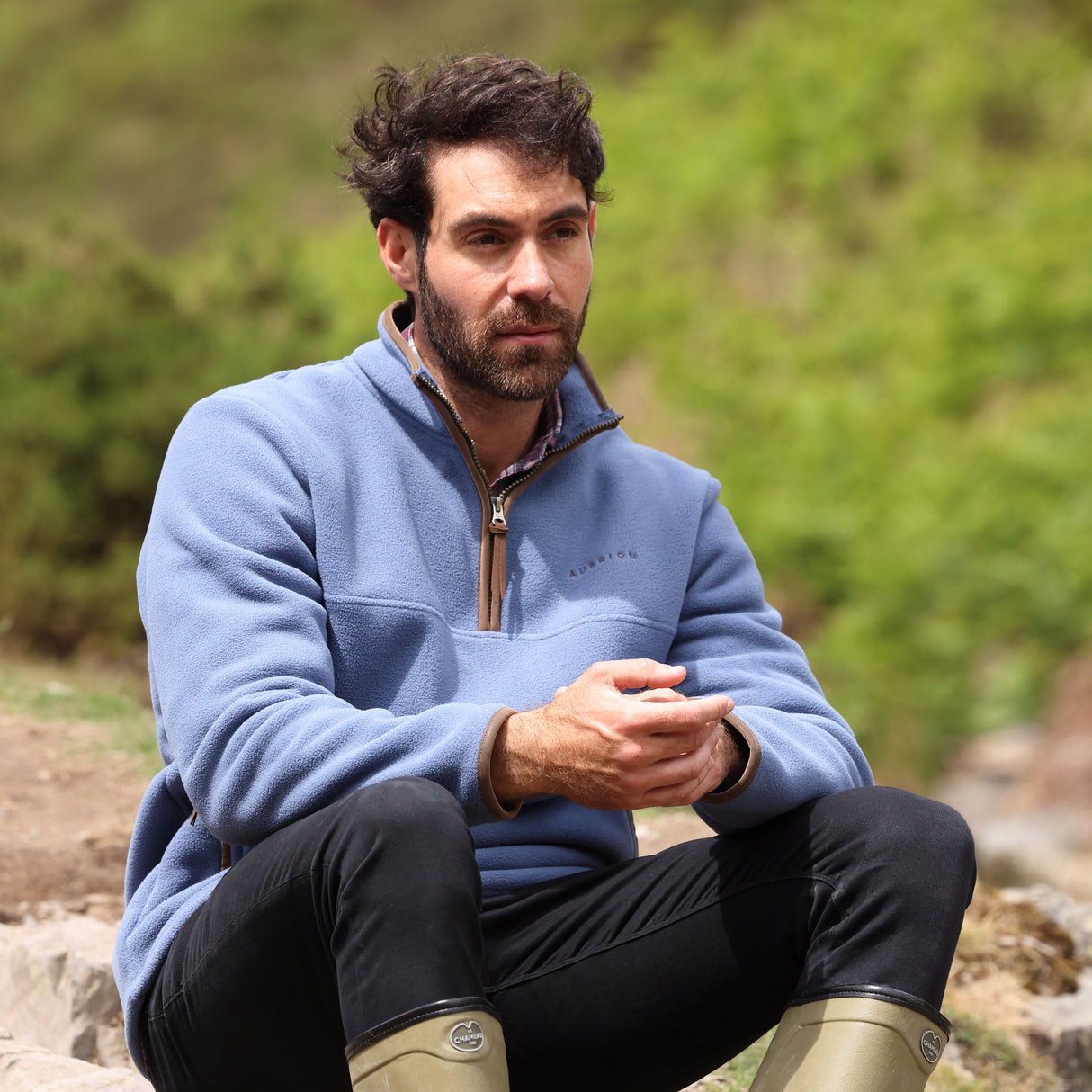 Shires Aubrion Core Men's Half Zip Fleece #colour_blue