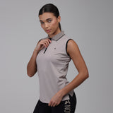 Shires Aubrion Ladies React Sleeveless Tech Polo #colour_sand