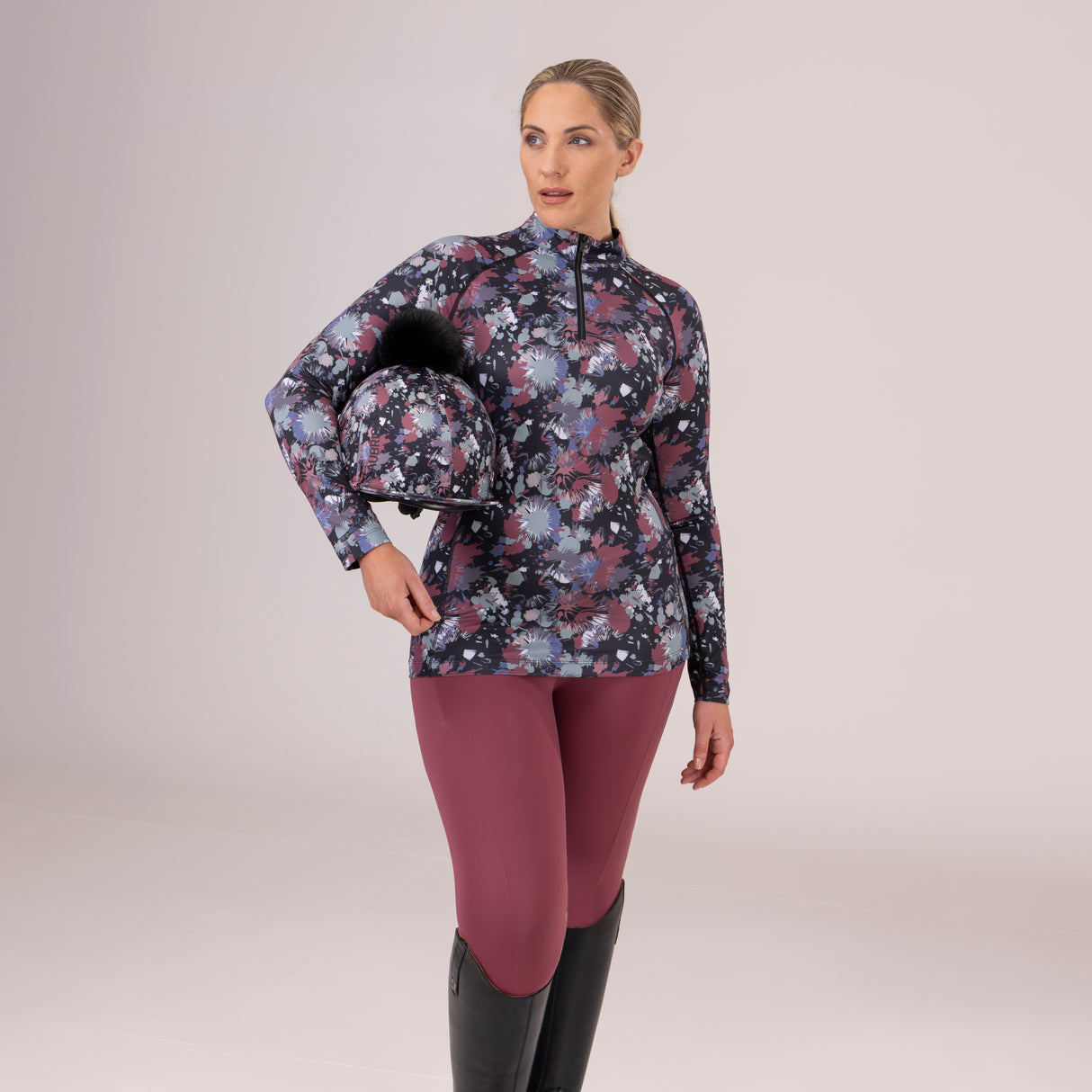 Shires Aubrion Ladies React Long Sleeve Base Layer #colour_abstract