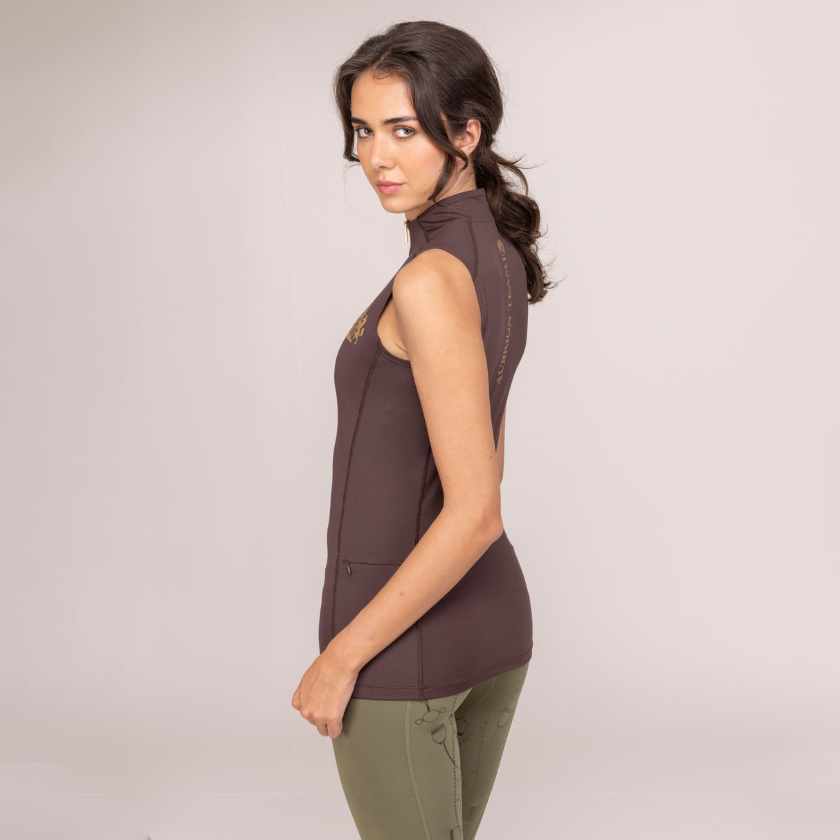 Shires Aubrion Ladies Team Sleeveless Base Layer #colour_umber