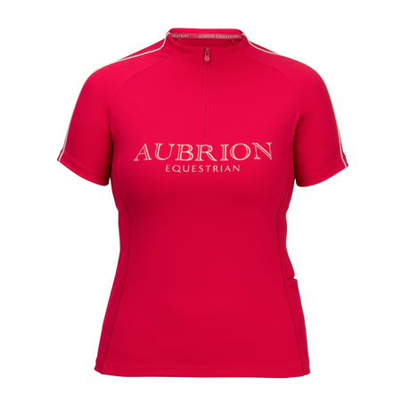 Shires Aubrion Equestrian Short Sleeve Base Layer #colour_dewberry