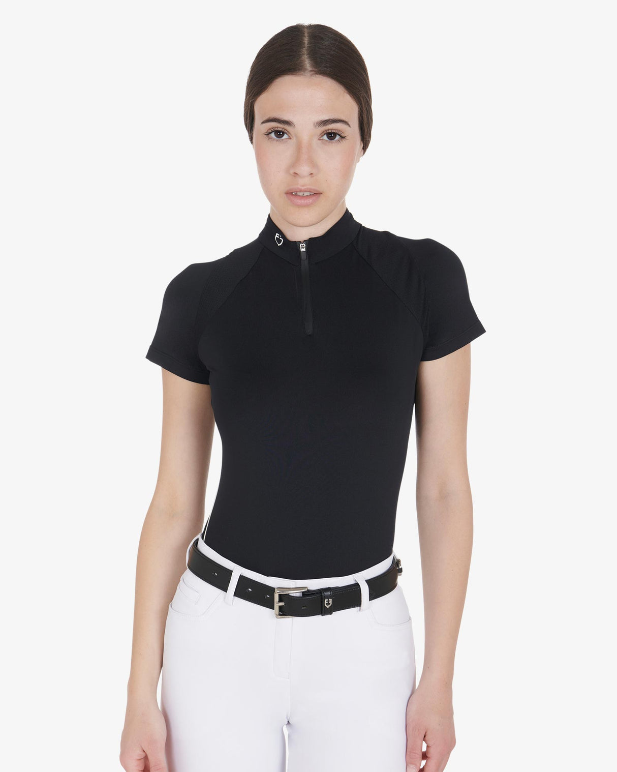 Equestro Leather Belt With Snaffle Bits And Rhinestones #colour_black-silver