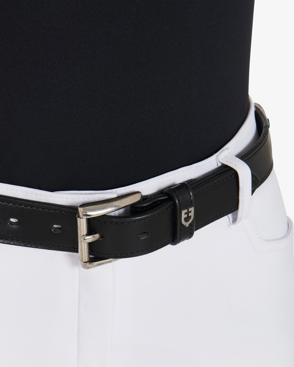 Equestro Leather Belt With Snaffle Bits And Rhinestones #colour_black-silver
