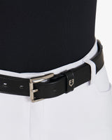 Equestro Leather Belt With Snaffle Bits And Rhinestones #colour_black-silver