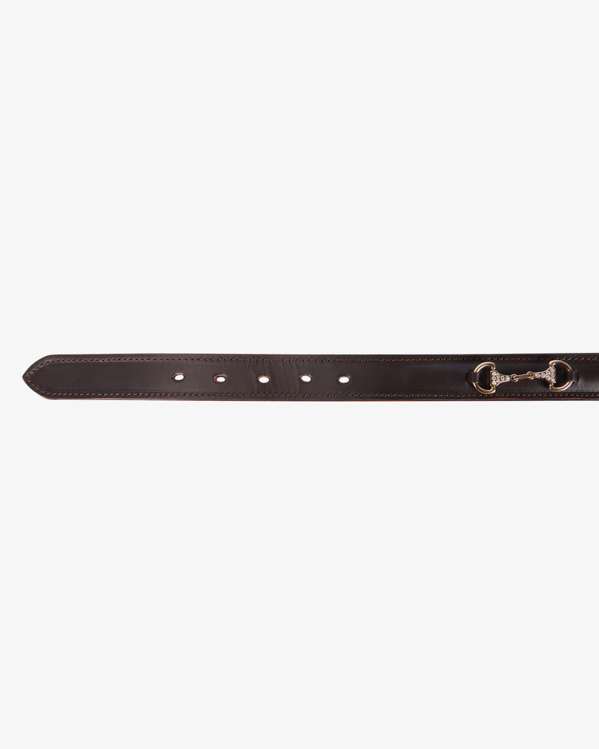 Equestro Leather Belt With Snaffle Bits And Rhinestones #colour_brown-gold