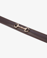 Equestro Leather Belt With Snaffle Bits And Rhinestones #colour_brown-gold