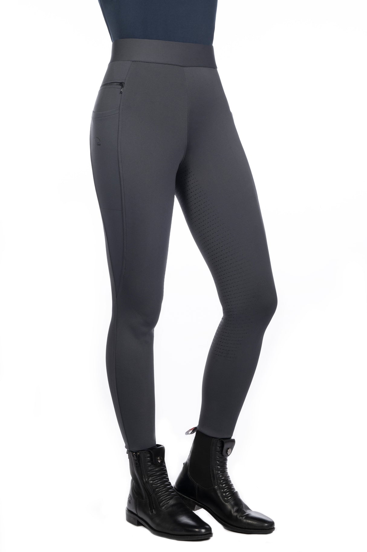 HKM Ladies Silicone Full Seat Riding Leggings -Isabella- #colour_grey