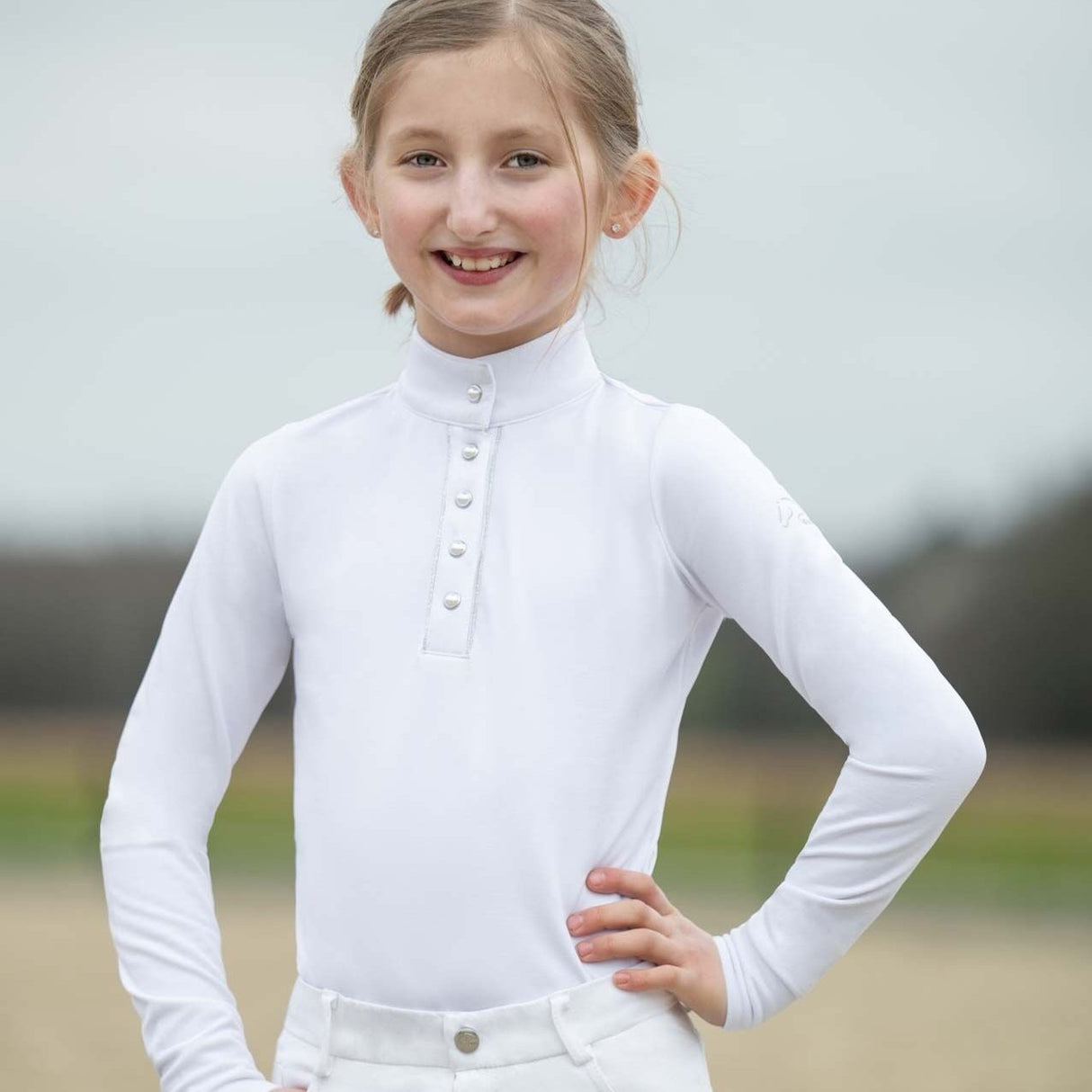 HKM Children's Long Sleeve Competition Shirt -Emilia Kids- #colour_white