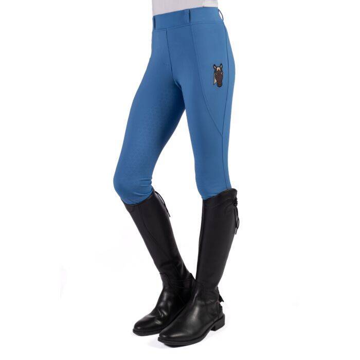 HKM Children's Silicone Full Seat Riding Leggings -Mia- #colour_blue