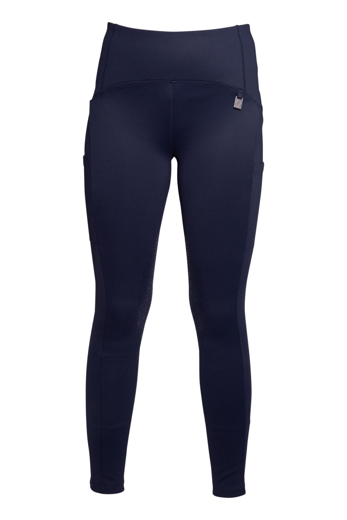 HKM Ladies Silicone Knee Patch Riding Leggings -Arezzo- #colour_deep-blue