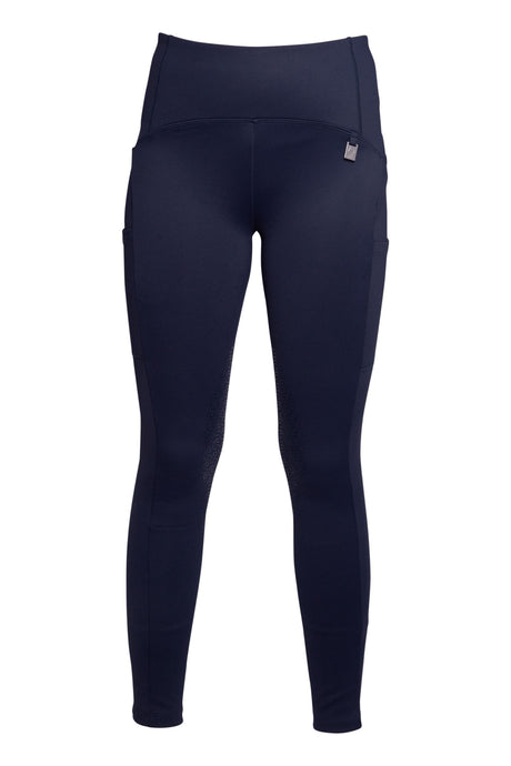 HKM Ladies Silicone Knee Patch Riding Leggings -Arezzo- #colour_deep-blue