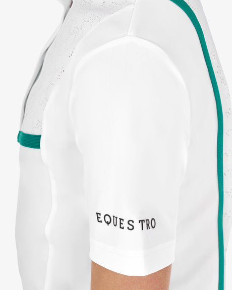 Equestro Girls' Slim Fit Competition Jacket With Chest Perforated Inserts #colour_green-white
