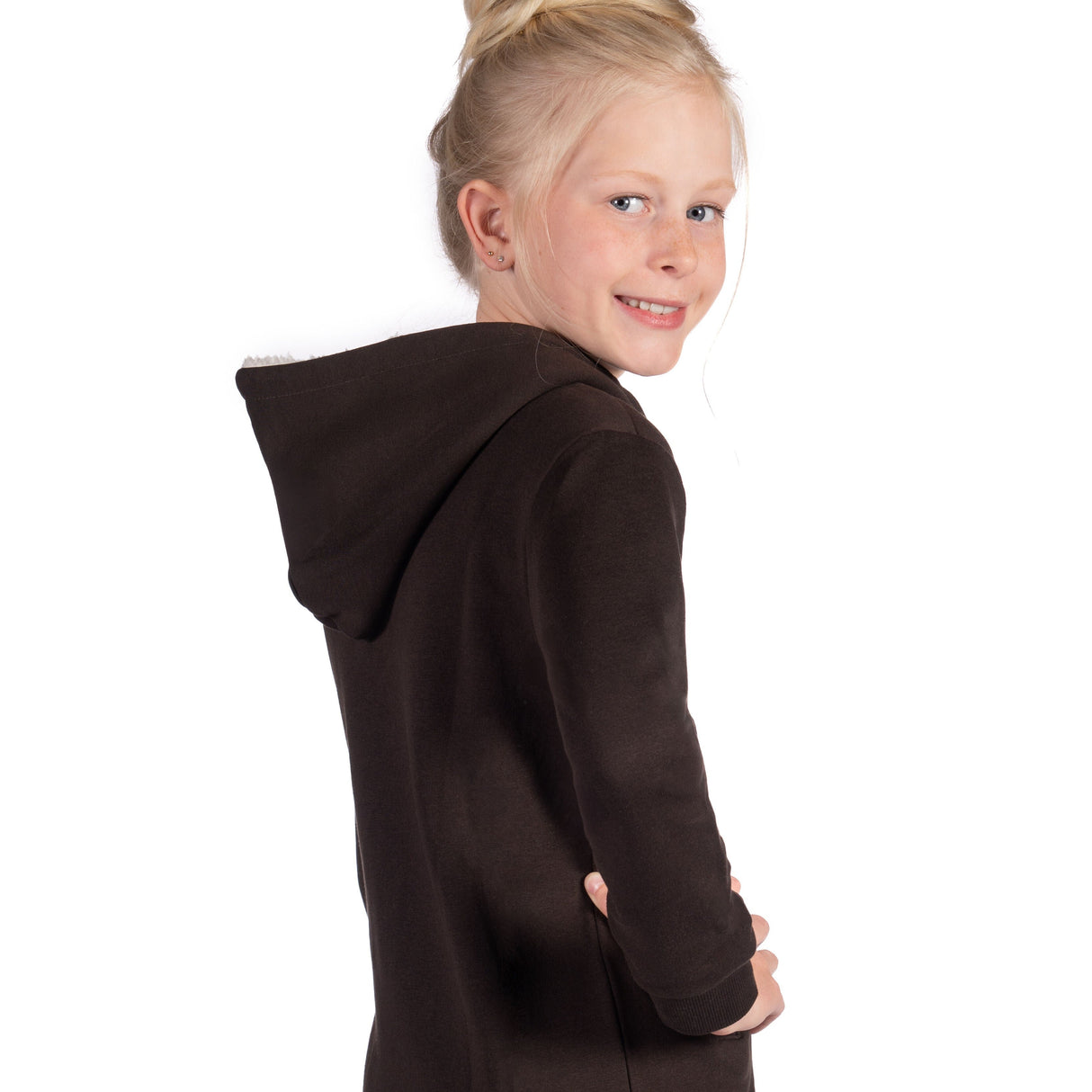HKM Children's Sweat Jacket -Mia- #colour_dark-brown