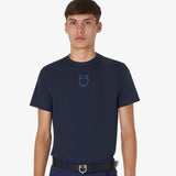 Equestro Men's Basic T-Shirt With Tone-On-Tone Logo #colour_blue