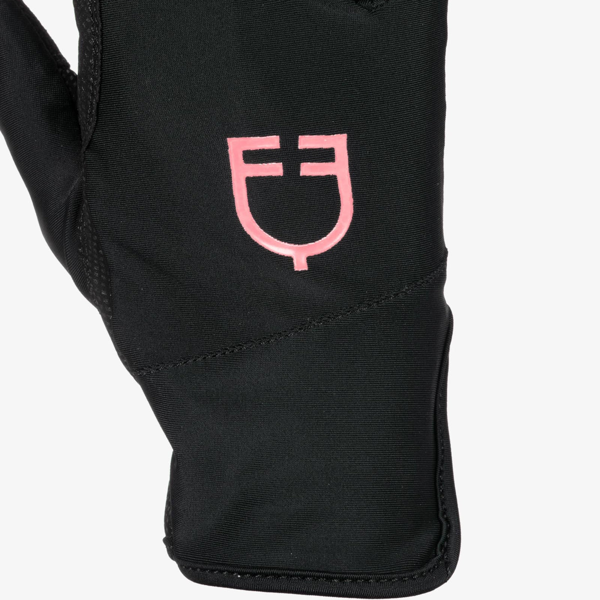Equestro Women's Gloves In Special Elastane Fabric With Logo #colour_black-pink